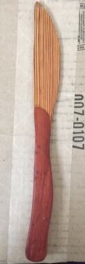 Danish Modern Style Heartwood Pine Handcrafted Carved Wooden Knife Spatula 11"